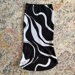 Vintage Y2K black & white high-low midi skirt